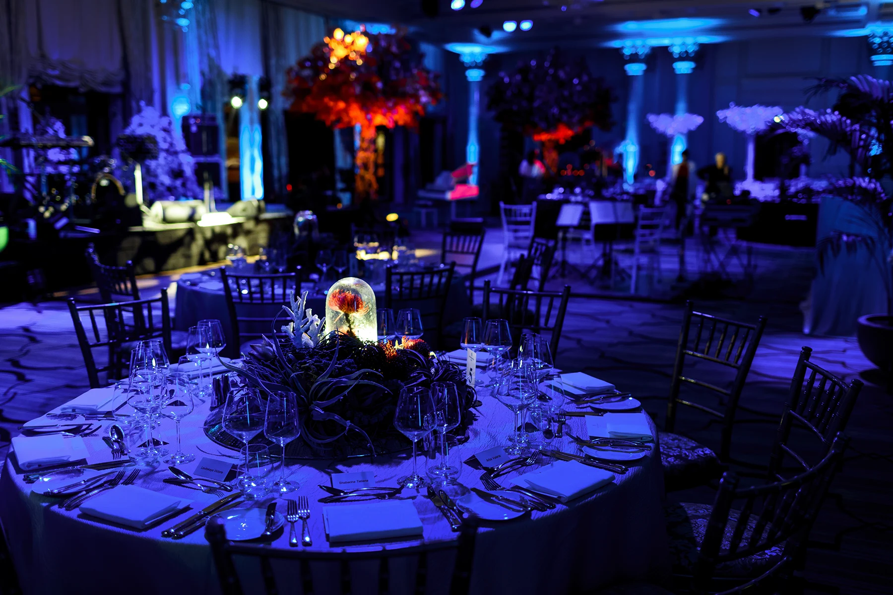 Special Event venue in blue lights