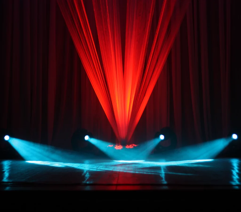red and blue stage lights