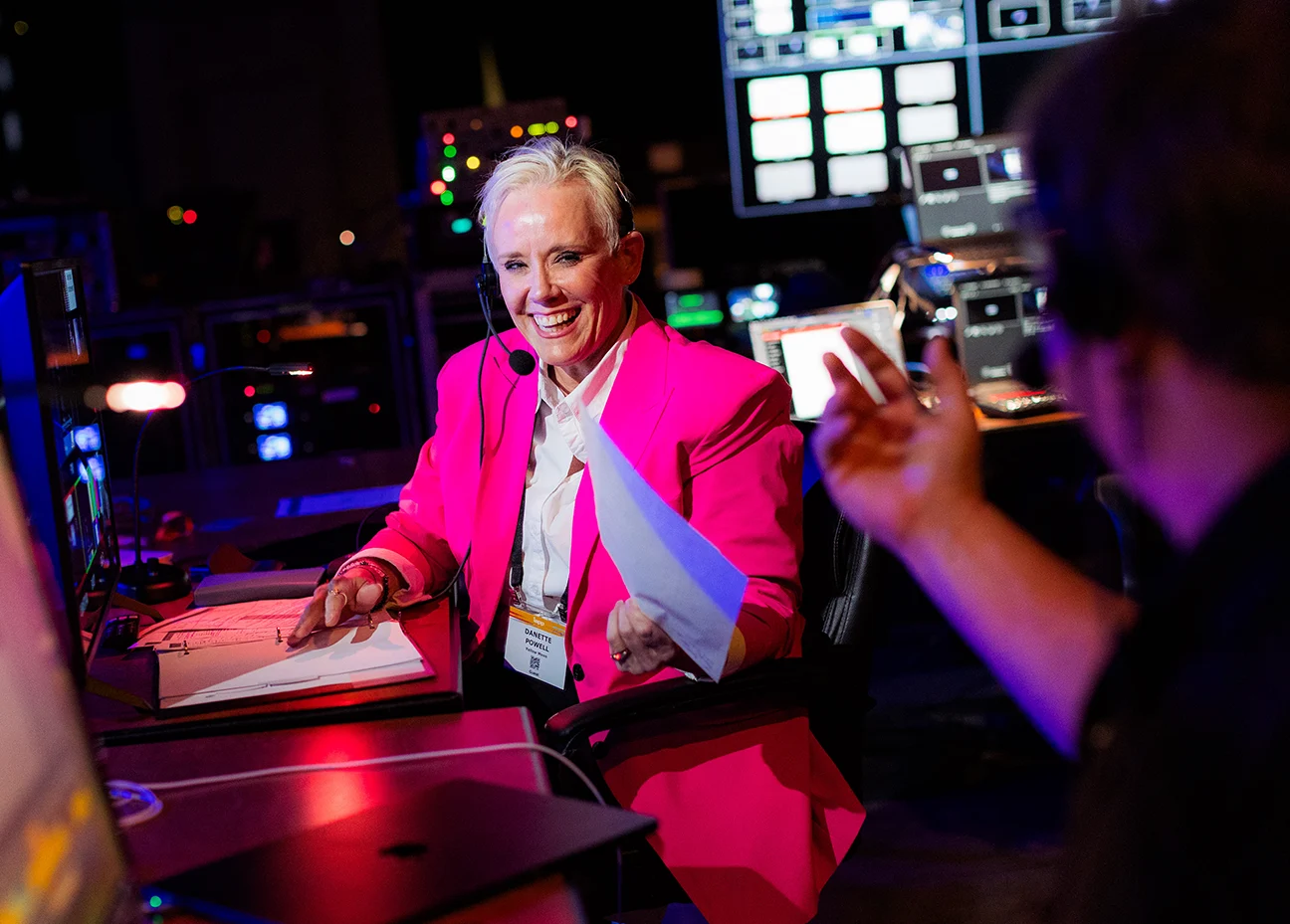 Working backstage with an assistant